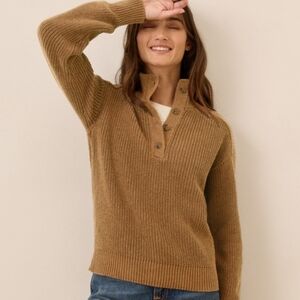Pact Organic Luxe Knit Henley Sweater Size XL